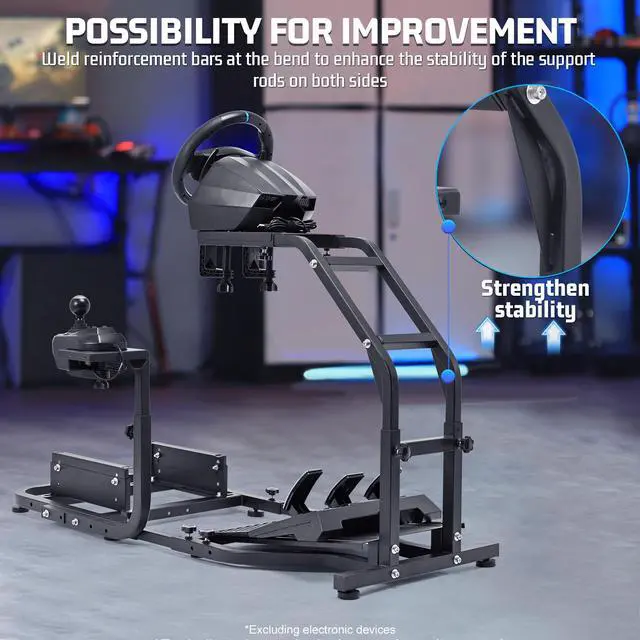 Alt view image 3 of 7 - Minneer Racing Simulator Cockpit with V2 Support Game Support Stand Up Simulation Driving Bracket for Logitech G29, G27, G25, G923 Racing Steering Wheel Stand Without Wheel and Pedals