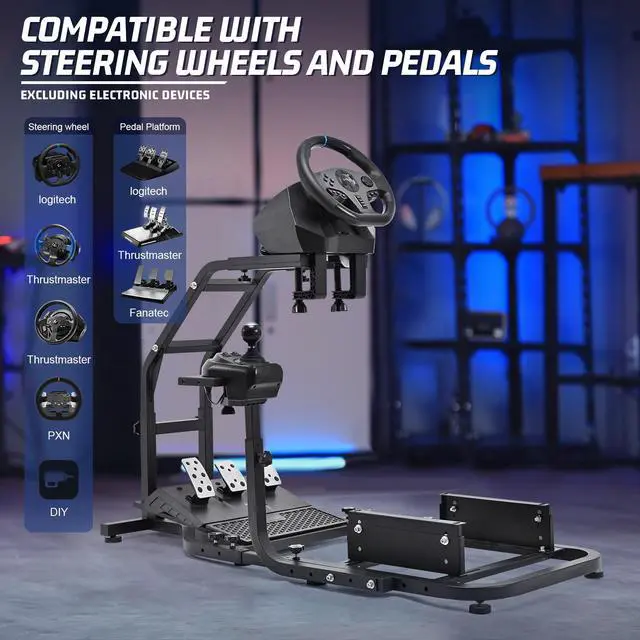 Alt view image 5 of 7 - Minneer Racing Simulator Cockpit with V2 Support Game Support Stand Up Simulation Driving Bracket for Logitech G29, G27, G25, G923 Racing Steering Wheel Stand Without Wheel and Pedals