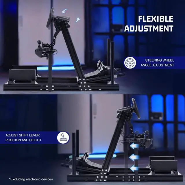 Alt view image 4 of 7 - Minneer Aluminum Profile Racing Simultor Cockpit, Fit for Thrustmaster T818 T300 /Logitech//G920 G920 G29/Fanantec/Moza,Race steering wheel Frame,without Seat,Wheel & Pedals
