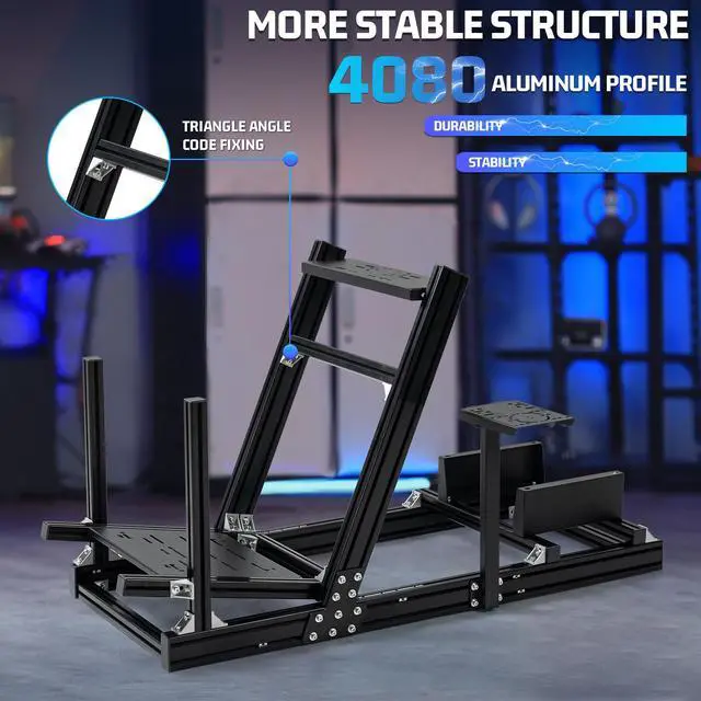 Alt view image 3 of 7 - Minneer Aluminum Profile Racing Simultor Cockpit, Fit for Thrustmaster T818 T300 /Logitech//G920 G920 G29/Fanantec/Moza,Race steering wheel Frame,without Seat,Wheel & Pedals