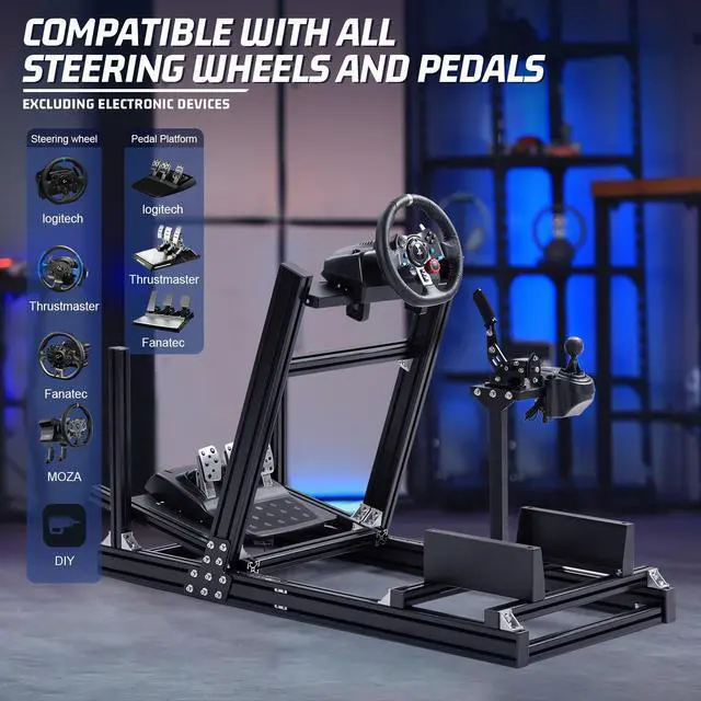 Alt view image 6 of 7 - Minneer Aluminum Profile Racing Simultor Cockpit, Fit for Thrustmaster T818 T300 /Logitech//G920 G920 G29/Fanantec/Moza,Race steering wheel Frame,without Seat,Wheel & Pedals