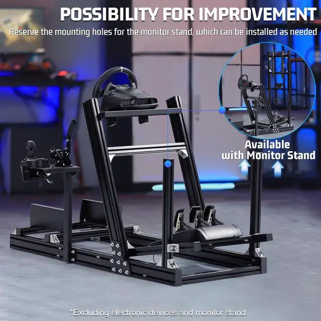 Alt view image 5 of 7 - Minneer Aluminum Profile Racing Simultor Cockpit, Fit for Thrustmaster T818 T300 /Logitech//G920 G920 G29/Fanantec/Moza,Race steering wheel Frame,without Seat,Wheel & Pedals