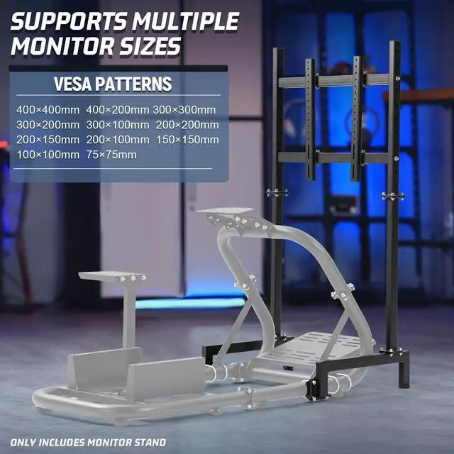 Alt view image 5 of 7 - Minneer Racing Pro Visualizer Display Stand Adjustable,Supports 24 to 55 inch Screen Racing Monitor Mount Stand, Stable Sim Racing Monitor Stand fit for Round Tube Racing Simulator Cockpit