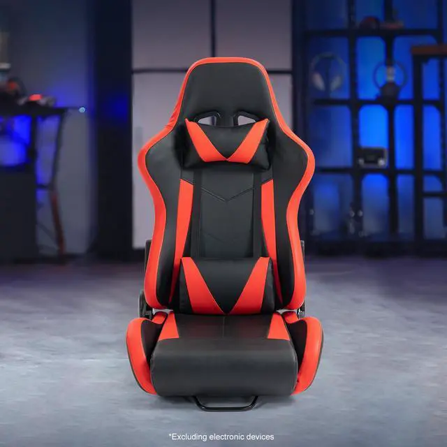 Main image of Minneer Racing Bucket Seat with Adjustable Double Slide Adapt Gaming Simulator Cockpit Racing Wheel Stand Chair Video Game Chairs Red