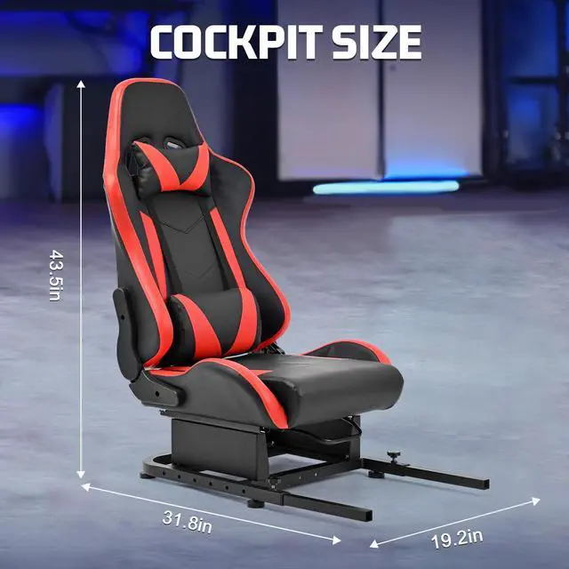 Alt view image 2 of 7 - Minneer Racing Rear Seat Stand Seat Add-On Stand for Steering Wheel Stands to Expand into Racing Simulator Cockpit with Red PU Leather Neck Lumbar with Cushion Gaming Seat(Reinforce)