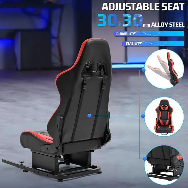 Alt view image 4 of 7 - Minneer Racing Rear Seat Stand Seat Add-On Stand for Steering Wheel Stands to Expand into Racing Simulator Cockpit with Red PU Leather Neck Lumbar with Cushion Gaming Seat(Reinforce)