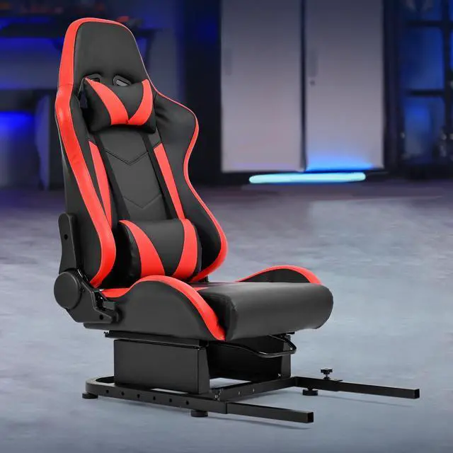 Main image of Minneer Racing Rear Seat Stand Seat Add-On Stand for Steering Wheel Stands to Expand into Racing Simulator Cockpit with Red PU Leather Neck Lumbar with Cushion Gaming Seat(Reinforce)