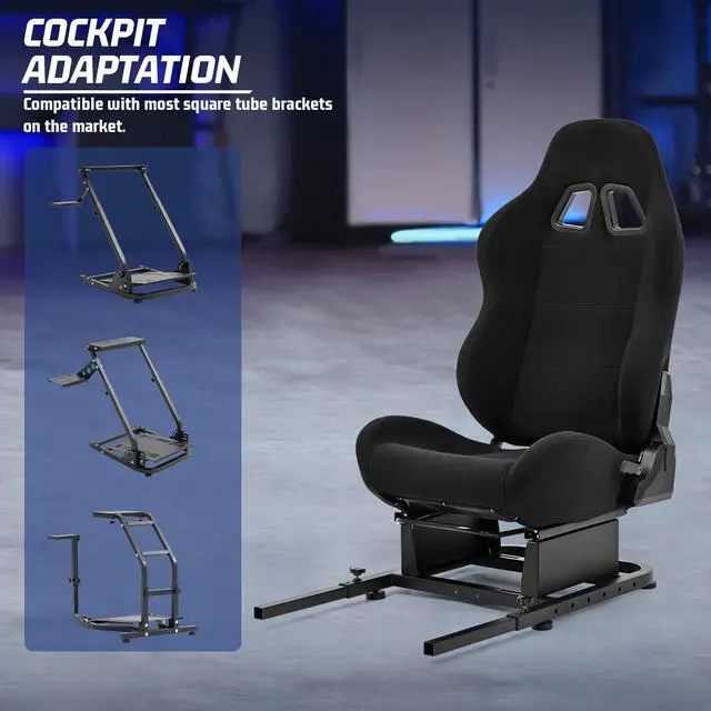 Alt view image 6 of 7 - Minneer Racing Game Simulator Cockpit Seat for Steering Wheel Stands to Expand into Racing Simulator Cockpit with Black Double Locking Slides Cloth Breathable Gaming Seat(Reinforce)