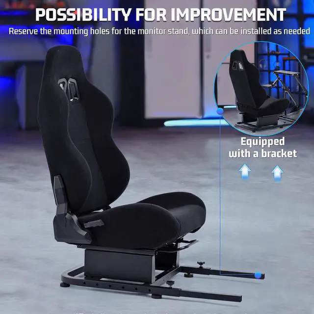 Alt view image 5 of 7 - Minneer Racing Game Simulator Cockpit Seat for Steering Wheel Stands to Expand into Racing Simulator Cockpit with Black Double Locking Slides Cloth Breathable Gaming Seat(Reinforce)