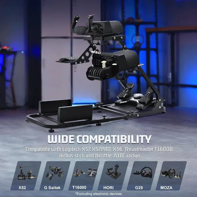 Alt view image 5 of 6 - Minneer Racing G920/X56 Flight Simulation Cockpit Wheel Stand Fit for Logitech G29 G920/Thrustmaster HOTAS Warthog Three Pieces of Operating Platform Fast Switching State