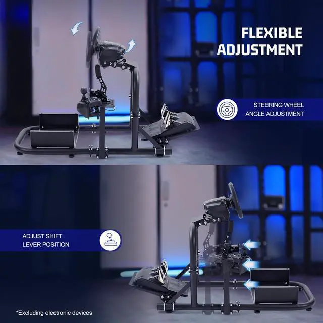 Alt view image 4 of 7 - Minneer Flight X56/A10 Rocker Racing Wheel Stand with Racing Seat, Applicable to G923/G29/ T248PS/T248XBox Racer Frame Adjustable Height U-Bolts Wheel Pedals NOT Included