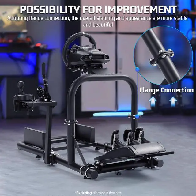 Alt view image 3 of 7 - Minneer Flight X56/A10 Rocker Racing Wheel Stand with Racing Seat, Applicable to G923/G29/ T248PS/T248XBox Racer Frame Adjustable Height U-Bolts Wheel Pedals NOT Included