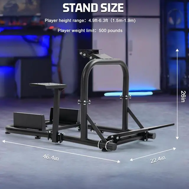 Alt view image 2 of 7 - Minneer Flight X56/A10 Rocker Racing Wheel Stand with Racing Seat, Applicable to G923/G29/ T248PS/T248XBox Racer Frame Adjustable Height U-Bolts Wheel Pedals NOT Included