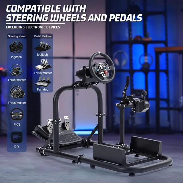 Alt view image 6 of 7 - Minneer Flight X56/A10 Rocker Racing Wheel Stand with Racing Seat, Applicable to G923/G29/ T248PS/T248XBox Racer Frame Adjustable Height U-Bolts Wheel Pedals NOT Included