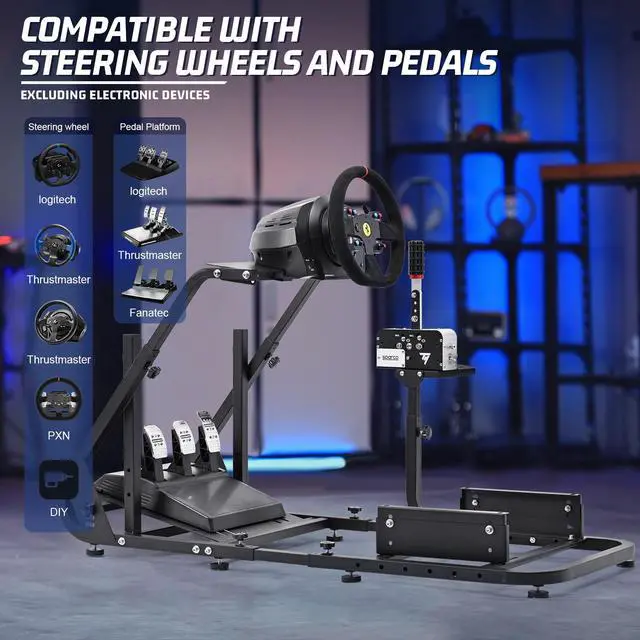 Alt view image 6 of 7 - Minneer Gaming Simulator Cockpit Frame Fits All Logitech G923 G29 G920 Thrustmaster Wheels Racing Wheel Stand Compatible with Xbox One, PS4, PC, Not Included Steering Wheel, Pedal, handbrake and seat