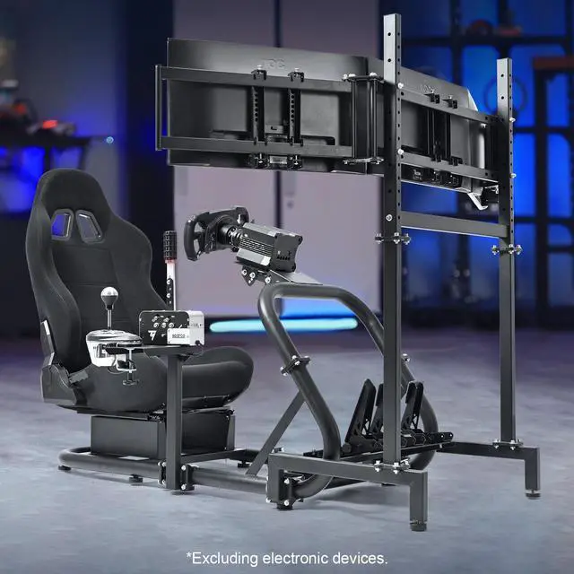 Main image of Minneer Racing Simulator Cockpit with Triple Monitor Stand and Black Seat Compatible with Logitech/Thrustmaster/Fanatec G29 G920 G923 T300RS CSL-DD, No Steering Wheel,Pedal,Handbrake