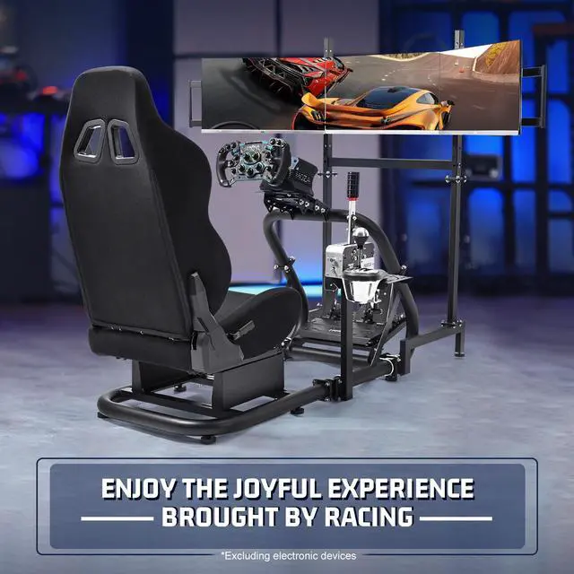 Alt view image 7 of 7 - Minneer Racing Simulator Cockpit with Triple Monitor Stand and Black Seat Compatible with Logitech/Thrustmaster/Fanatec G29 G920 G923 T300RS CSL-DD, No Steering Wheel,Pedal,Handbrake