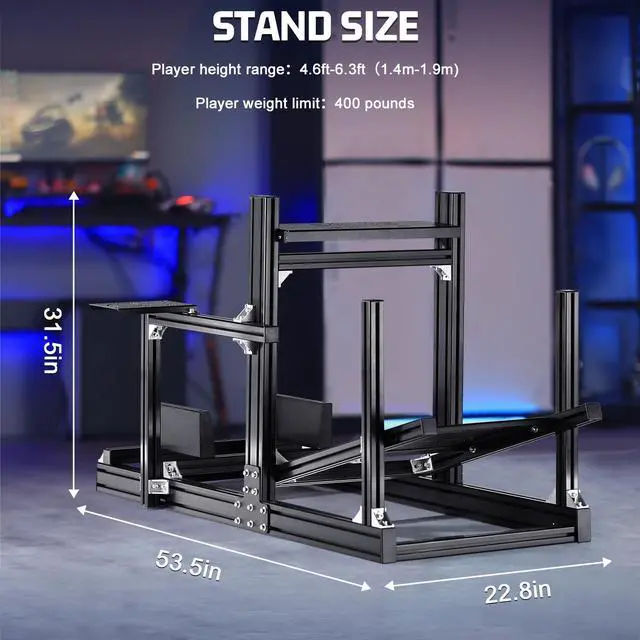 Alt view image 2 of 7 - Minneer F1 More Stable Racing Simulator Cockpit Stand Fit for Logitech/Thrustmaster/Fanatec/Moza/PXN G29 G920 G923 T128 T300,Adjustable Steering Wheel Stand,Not Included Wheel,Pedals,Handbrake & Shift