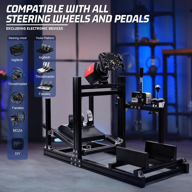 Alt view image 5 of 7 - Minneer F1 More Stable Racing Simulator Cockpit Stand Fit for Logitech/Thrustmaster/Fanatec/Moza/PXN G29 G920 G923 T128 T300,Adjustable Steering Wheel Stand,Not Included Wheel,Pedals,Handbrake & Shift