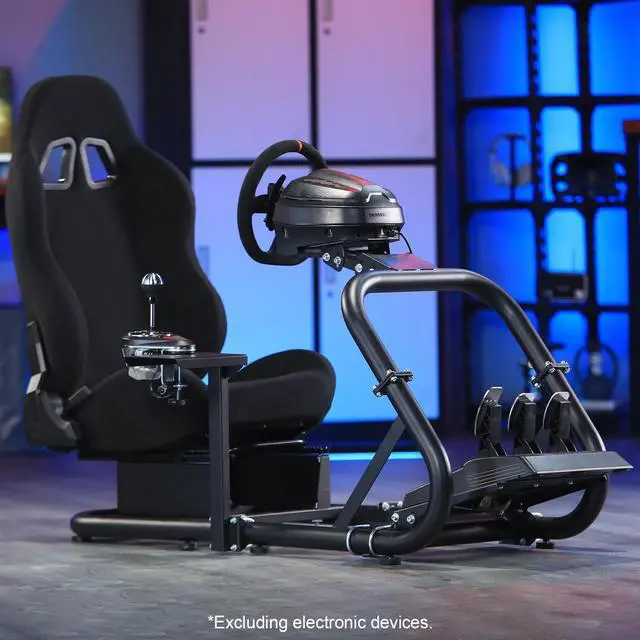 Main image of Minneer Racing Simulator Cockpit With Black Seat Fit for Logitech I Thrustmaster I FANATEC G29,G920,G923 T300 Shifter Platform Upgrade,Double Arm Triangle Support,No Steering Wheel,Pedal,Handbrake