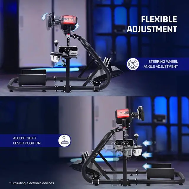 Alt view image 4 of 7 - Minneer Racing Wheel Stand Simulator Cockpit Height Adjustable Gaming Steering Frame Compatible for T500,T30,T300RS,FANTEC,T3PA/TGT,logitech G25,G29,G92,G923 Wheel&Pedals Not Included