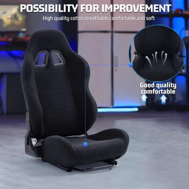 Alt view image 3 of 7 - Minneer Racing Bucket Seat with Adjustable Slide Fit Racing Wheel Stand All Metal Parts (Racing Wheel Stand Not Include)