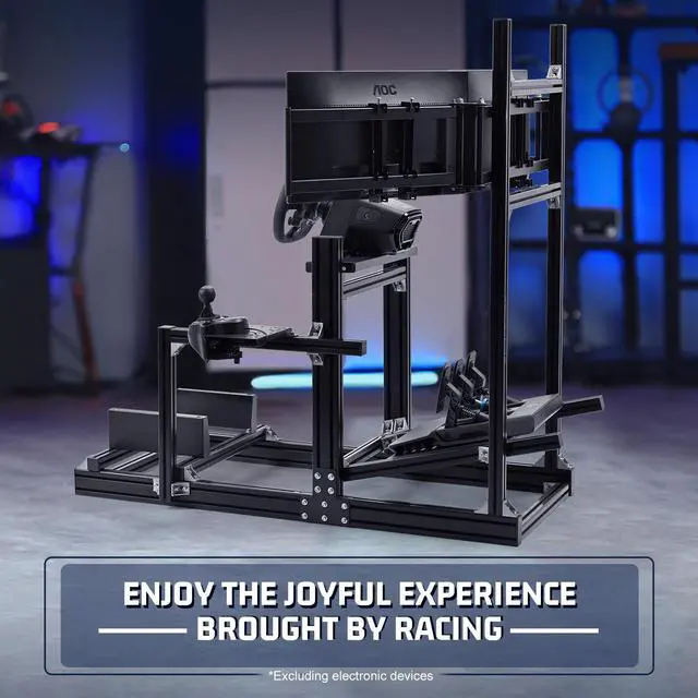 Alt view image 7 of 7 - Minneer Aluminum Profile Racing Simulator Cockpit With Triple Monitor Mount, Fit For Logitech/Thrustmaster/Moza Direct Drive Steering Wheel, Universal Adjustable Multi Cockpit