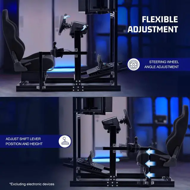 Main image of Minneer Aluminum Profile Racing Simulator Cockpit With Triple Monitor Mount Black Seat, For Logitech/Thrustmaster/Fanatec Direct Drive Steering Wheel, GPRO T818, Multi Adjustable Universal cockpit