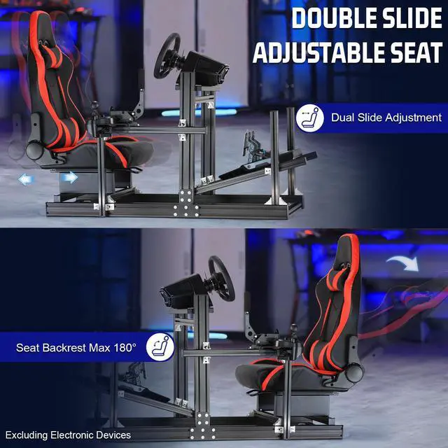 Alt view image 5 of 7 - Minneer F1 Aluminum Racing Simulator Cockpit Stand with Ergonomic Seat Fit for Logitech/Thrustmaster/Fanatec G29 G920 G923 T80 T300,Adjustable Steering Wheel Stand,Not Included Wheel,Pedals & Shift