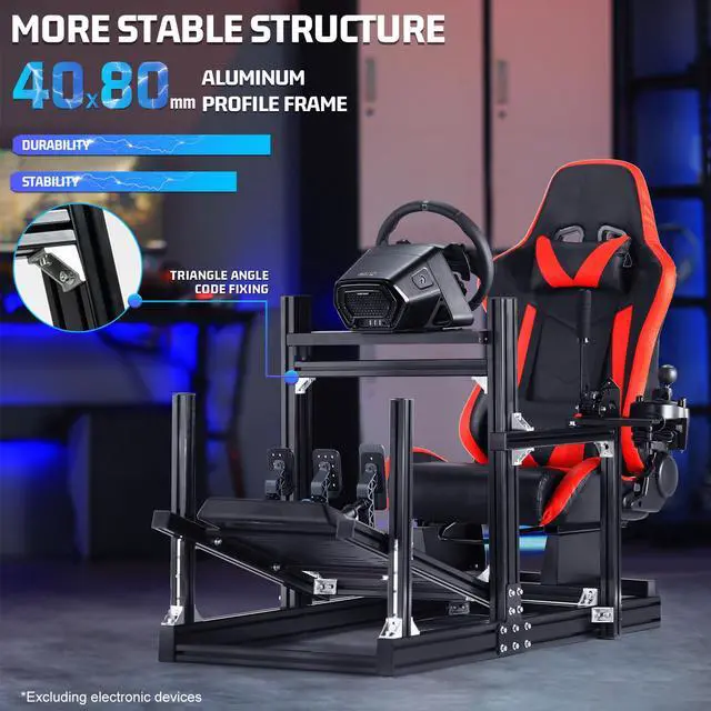 Alt view image 3 of 7 - Minneer F1 Aluminum Racing Simulator Cockpit Stand with Ergonomic Seat Fit for Logitech/Thrustmaster/Fanatec G29 G920 G923 T80 T300,Adjustable Steering Wheel Stand,Not Included Wheel,Pedals & Shift