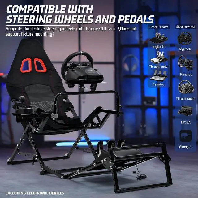 Alt view image 6 of 7 - Minneer Foldable Racing Simulator Cockpit Compatible with Logitech G29 G920 G923/Thrustmaster T248 T300/Fanatec Direct Drive Wheels (10Nm),Wheel and Pedals Not Included