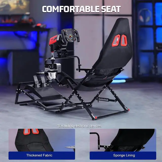 Alt view image 4 of 7 - Minneer Foldable Racing Simulator Cockpit Compatible with Logitech G29 G920 G923/Thrustmaster T248 T300/Fanatec Direct Drive Wheels (10Nm),Wheel and Pedals Not Included