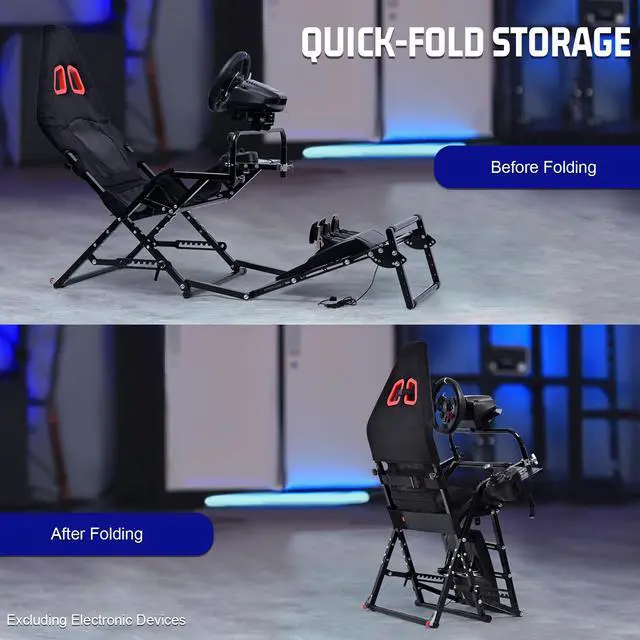 Alt view image 5 of 7 - Minneer Foldable Racing Simulator Cockpit Compatible with Logitech G29 G920 G923/Thrustmaster T248 T300/Fanatec Direct Drive Wheels (10Nm),Wheel and Pedals Not Included
