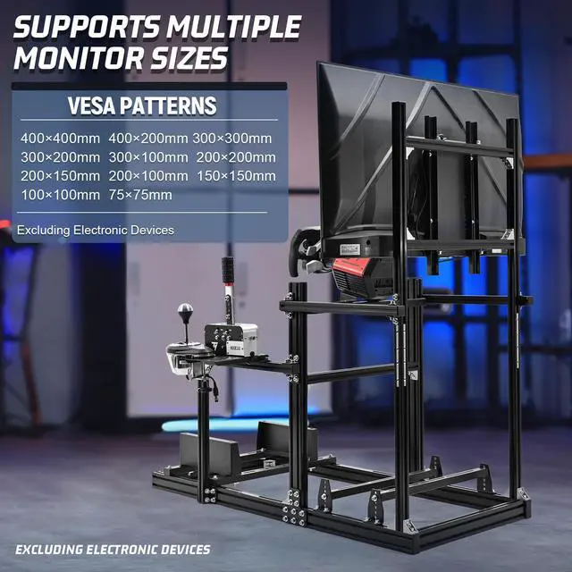 Alt view image 5 of 7 - Minneer 3060 Aluminum Profile Racing Simulator Cockpit with  TV Stand Compatible with Logitech/Thrustmaster/Fanatec Direct Drive Motors