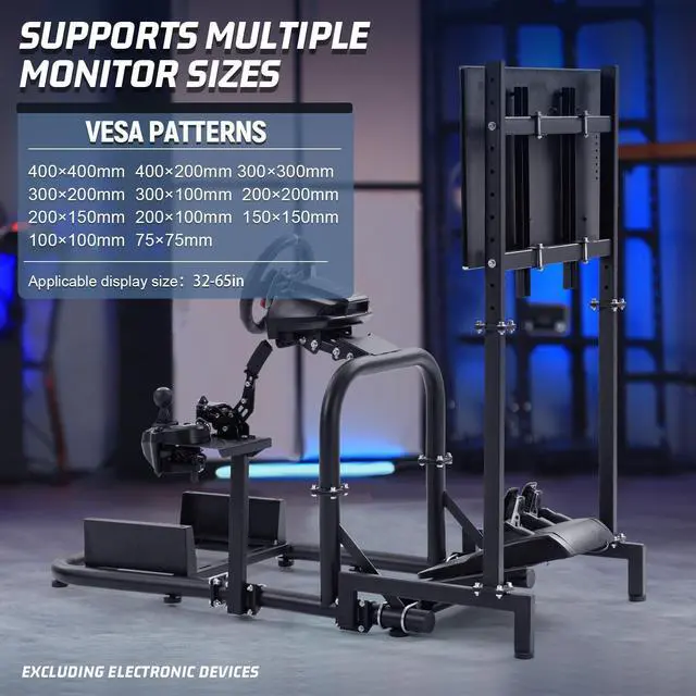 Alt view image 11 of 14 - Minneer Racing Simulator Cockpit with Monitor Stand  Fit for Logitech/Thrustmaster/Fanatec G29 G920 G923 T248 T300 CSL DD, Wheel Shifter Pedals NOT Included
