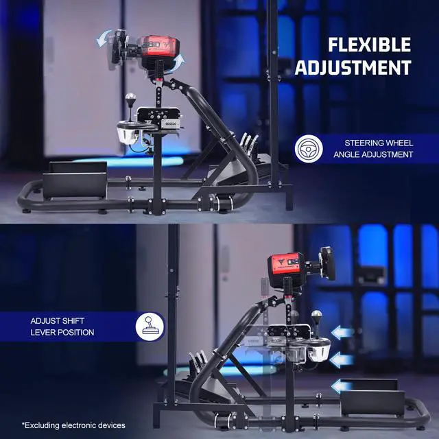 Alt view image 3 of 8 - Minneer Racing Sim Cockpit with Monitor Stand Fit for Logitech/Fanatec/Thrustmaster G27 G923 G920,50mm Large Round Tube Driving Simulator Stand, No Steering Wheel/Shift/Pedal/TV