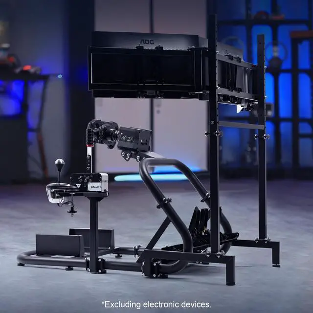 Main image of Minneer Racing Sim Cockpit with Triple Monitor Stand Fit for Logitech/Fanatec/Thrustmaster G27 G923 G920,50mm Large Round Tube Driving Simulator Stand, No Steering Wheel/Shift/Pedal/TV