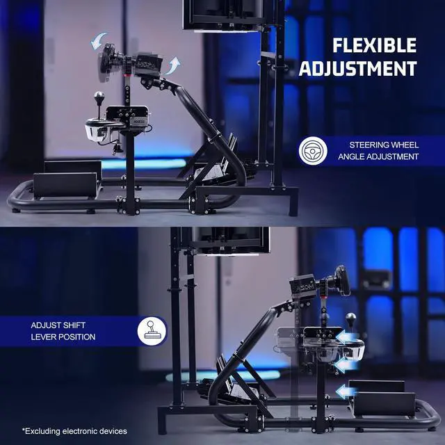Alt view image 3 of 7 - Minneer Racing Sim Cockpit with Triple Monitor Stand Fit for Logitech/Fanatec/Thrustmaster G27 G923 G920,50mm Large Round Tube Driving Simulator Stand, No Steering Wheel/Shift/Pedal/TV