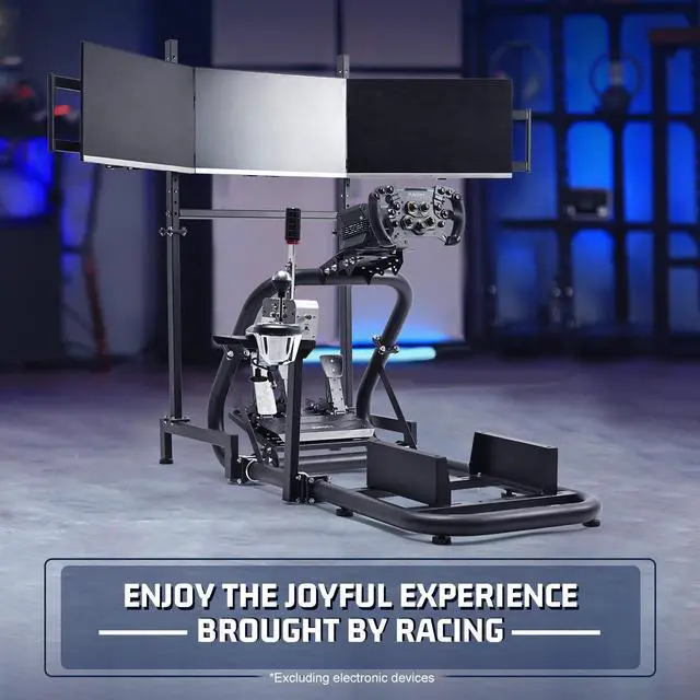 Alt view image 7 of 7 - Minneer Racing Sim Cockpit with Triple Monitor Stand Fit for Logitech/Fanatec/Thrustmaster G27 G923 G920,50mm Large Round Tube Driving Simulator Stand, No Steering Wheel/Shift/Pedal/TV