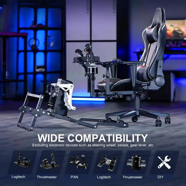 Alt view image 5 of 6 - Minneer Flight Racing Joystick Bracket with Gaming Chair Compatible with Logitech/Thrustmaster X56 X52 A10C Hotas Warthog (Include Joystick Mount Base + Stand + Pedal Mount)