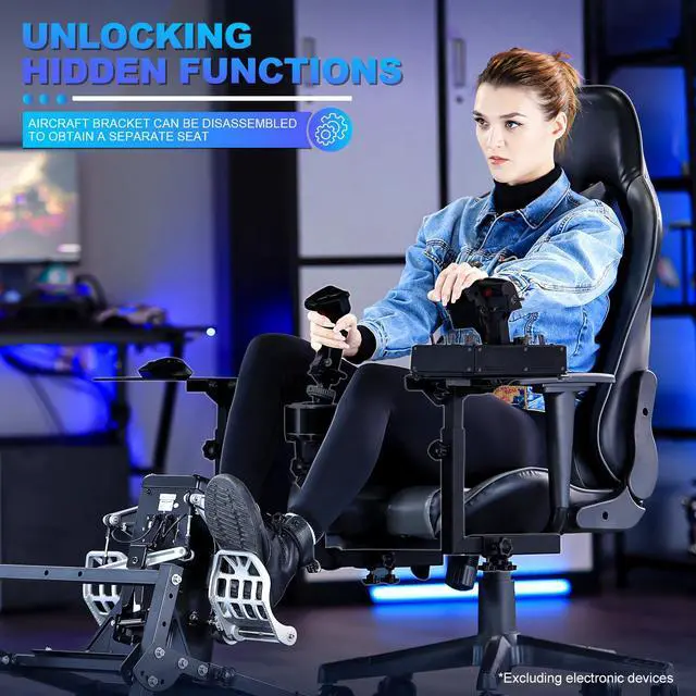 Main image of Minneer Flight Racing Joystick Bracket with Gaming Chair Compatible with Logitech/Thrustmaster X56 X52 A10C Hotas Warthog (Include Joystick Mount Base + Stand + Pedal Mount)