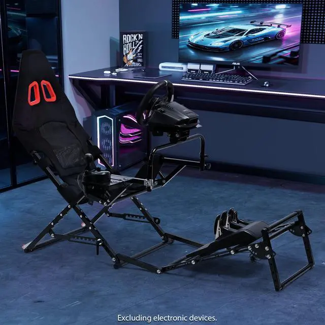 Minneer Foldable Racing Simulator Cockpit Compatible with Logitech G29 G920 G923/Thrustmaster T248 T300/Fanatec Direct Drive Wheels (10Nm),Wheel and Pedals Not Included