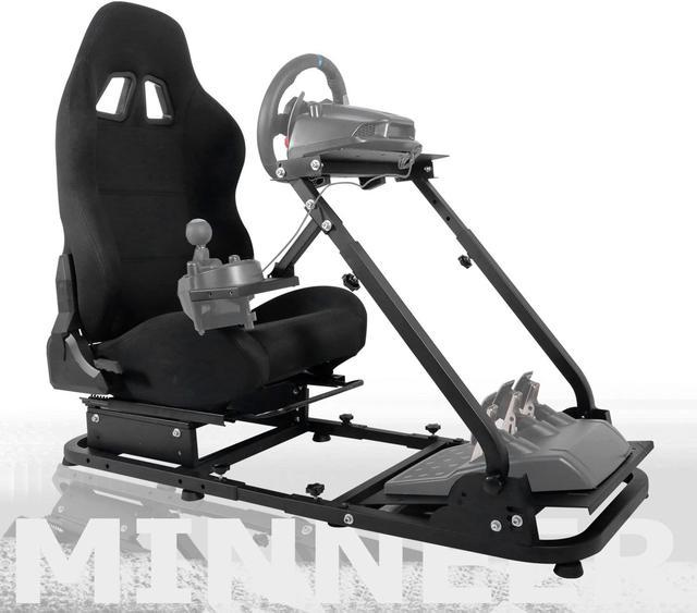 Minneer Foldable Racing Simulator Cockpit With Black Seat Fit for