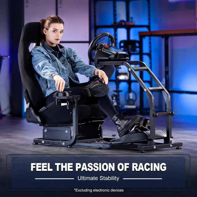 Alt view image 6 of 7 - Minneer Extensible Ladder Type Driving Simulator Cockpit with Black Seat Fit for Logitech/Thrustmaster/Fanatec G29/G920/G923/T248/TX Racing Steering Wheel Stand