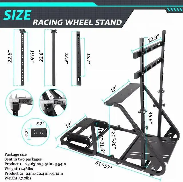 Alt view image 2 of 7 - Minneer Racing Simulator Cockpit with Monitor Frame Fit Logitech G29 G920 G923
