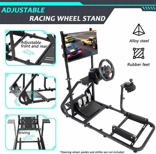 Alt view image 5 of 7 - Minneer Racing Simulator Cockpit with Monitor Frame Fit Logitech G29 G920 G923