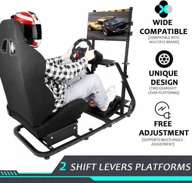Alt view image 6 of 7 - Minneer Racing Simulator Cockpit with Monitor Frame Fit Logitech G29 G920 G923