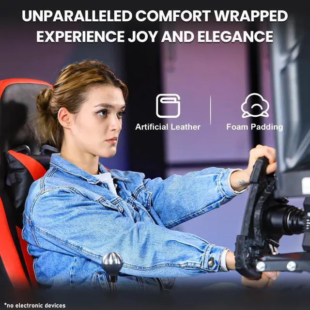 Alt view image 2 of 6 - Minneer Racing Simulator Cockpit with Monitor Stand Racing Seat Fit for Logitech GPRO G29 G920 G923 Thrustmaster T80 T300RS GT Fanatec Adjustable Sim Racing Stand without Wheel Shift Lever Pedal TV