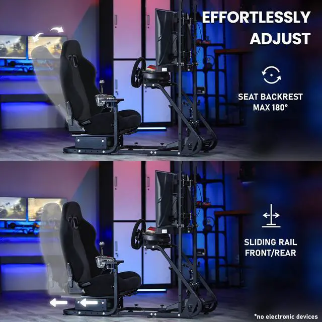 Alt view image 4 of 6 - Minneer Racing Simulator Cockpit WIth TV Mount Racing Seat Fit for Logitech GPRO G29 G920 G923 Thrustmaster T128X T300RS GT Fanatec Racing Wheel Stand Without Wheel Pedal Shifter TV