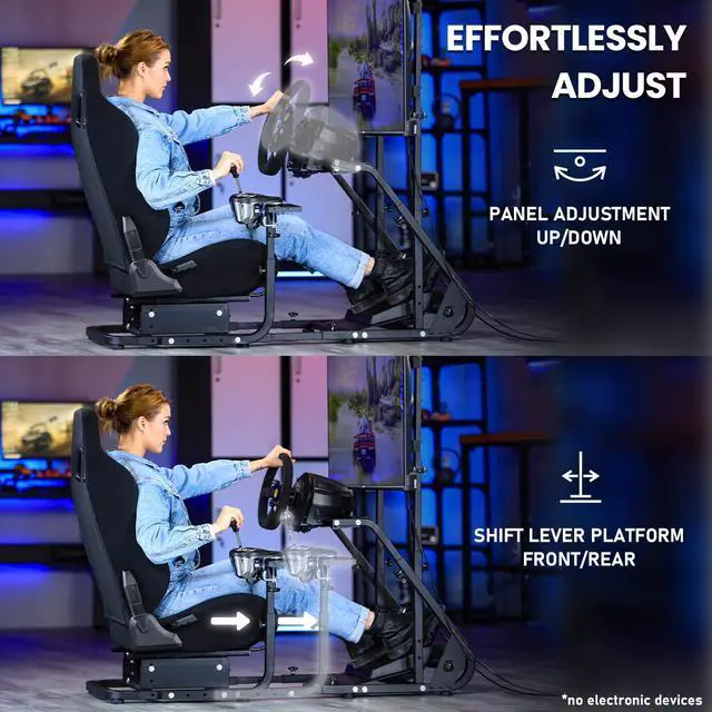 Alt view image 3 of 6 - Minneer Racing Simulator Cockpit WIth TV Mount Racing Seat Fit for Logitech GPRO G29 G920 G923 Thrustmaster T128X T300RS GT Fanatec Racing Wheel Stand Without Wheel Pedal Shifter TV